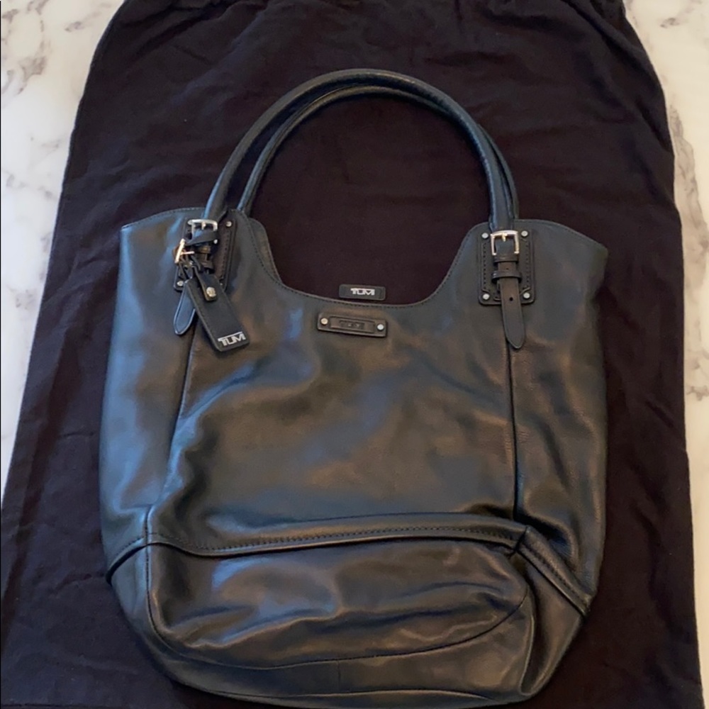Tumi Handbag Black Leather